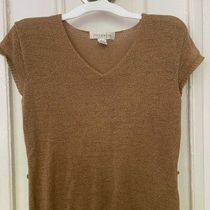 Jones New York Cap Sleeve Mossy Brown Top Size L